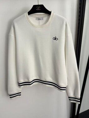 Alo Yoga Pure White Retro Sporty Short Sweatshirt, Size S.